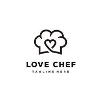 cocinero sombrero con corazón amor restaurante logo diseño icono vector inspiración