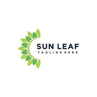 Sun and leaf minimalist logo design icon vector template isolated on white background