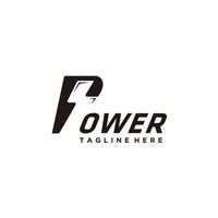 Power logo design. P letter and lightning on the white background. Power and energy technology. vector