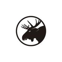 Moose antler head circle silhouette simple logo design template vector icon illustration