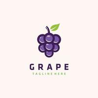 diseño de logotipo minimalista de fruta de uva inspiración de color púrpura vector