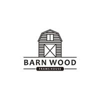 Wood Barn Farmhouse Minimalist Vintage Retro Logo design line art inspiration vector