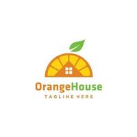 Orange house minimalist logo design icon vector