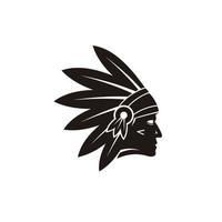 americano nativo jefe apache cabeza logo diseño inspiración vector
