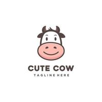 Funny head and smile cow cartoon, happy cow logo design illustration vector