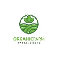 Circle organic farms depicting the leaf and fields logo design vector icon