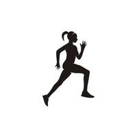 corriendo mujer silueta minimalista logo diseño icono vector