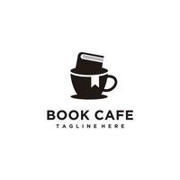 Cafe book and cup minimalist logo design icon vector