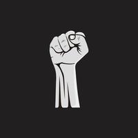 Raised hand with clenched fist. Strong, strength vector illustration