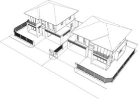 3D illustration of residential project vector