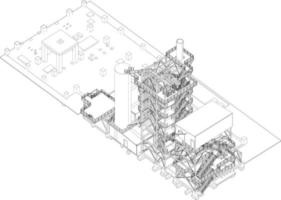 3d ilustración de industrial edificio vector