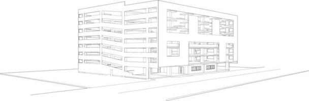 3D illustration of building project vector