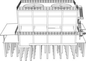 3d ilustración de industrial edificio vector