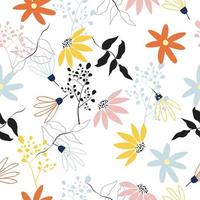 Seamless hand drawn pastel floral pattern background vector