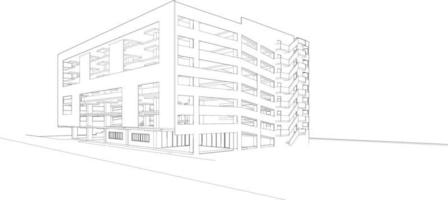 3D illustration of building project vector