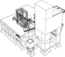 3d ilustración de industrial edificio vector