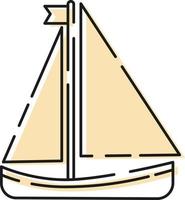 Boat with sail hand drawn icon. vector