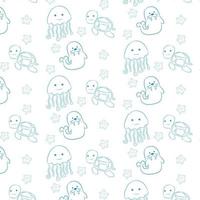 Background with sea and ocean animals. vector