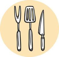 Barbecue meat tools. vector