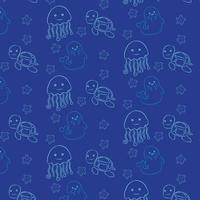 Background with sea and ocean animals. vector