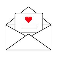 Open envelope with a love letter. vector