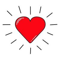 Sparkling heart. Doodle icon vector