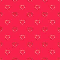 Happy Valentine's Day. Seamless pattern with golden hearts and bright red background vector