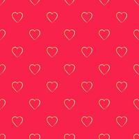 Happy Valentine's Day. Seamless pattern with golden hearts and bright red background vector