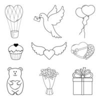 Happy Valentine's Day. Set of 9 nice hand drawn elements. vector