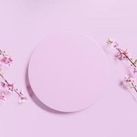 3d rendering Beautiful spring, cherry blossom background with pink background photo