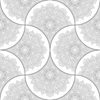 Abstract mandala fish scale seamless pattern. Ornamental tile, mosaic background. Floral patchwork infinity card. Arabic, Indian, ottoman motifs. vector