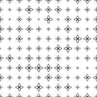 Black and white seamless pattern with halftone geometric shapes, flowers, texture infinity. Abstract floral geometrical background. Screen print. vector