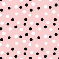 Spotted geometric seamless pattern on pink. Abstract geometrical seamless with Polka dot texture, randomly dots, circles, bubbles, stain, spot. background. vector