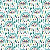 Cute cartoon textured rainbow in flat style seamless pattern. Childlike geo and weather background. Wrapping paper, textile, infinity card. vector