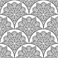 Abstract mandala fish scale seamless pattern. Ornamental tile, mosaic background. Floral patchwork infinity card. Arabic, Indian, ottoman motifs. vector