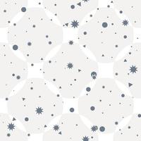 Messy circles and stars of different sizes  background. Confetti seamless pattern with round shapes, dots. Geometric wrapping paper. vector