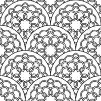 Abstract mandala fish scale seamless pattern. Ornamental tile, mosaic background. Floral patchwork infinity card. Arabic, Indian, ottoman motifs. vector