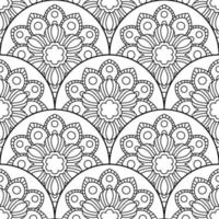 Abstract mandala fish scale seamless pattern. Ornamental tile, mosaic background. Floral patchwork infinity card. Arabic, Indian, ottoman motifs. vector