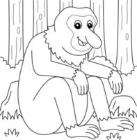 Proboscis Monkey Animal Coloring Page for Kids vector