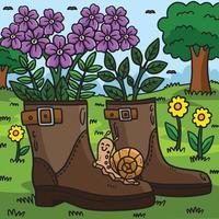 Spring Boot Planter Colored Cartoon Illustration vector