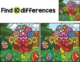 Easter Egg Basket Find The Differences vector