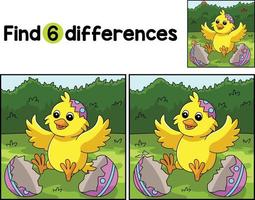 Chick Pop Out In Easter Egg Find The Differences vector