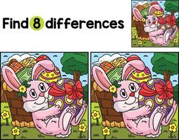 Bunny Hugging Easter Egg Find The Differences vector