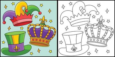 Mardi Gras King Crown and Jester Hat Illustration vector