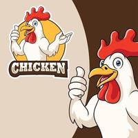 dibujos animados pollo mascota dando pulgares arriba vector