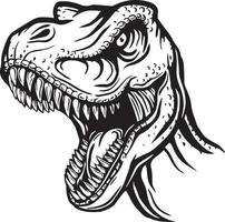 Cartoon angry black and white dinosaur head vector