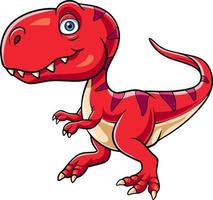 Cartoon red little dinosaur on white background vector