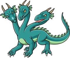 Cartoon cute three headed dragon vector