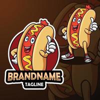 Cartoon hot dog mascot design giving thumb up vector