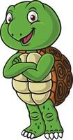 Cute happy turtle cartoon standing vector